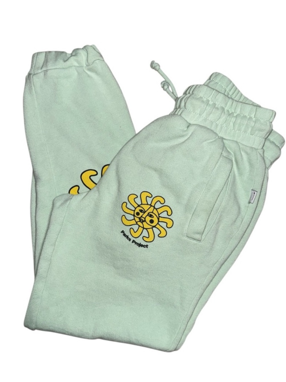 Parks Project Mint Green Sweatpants with Yellow Sun Graphic xxs xs